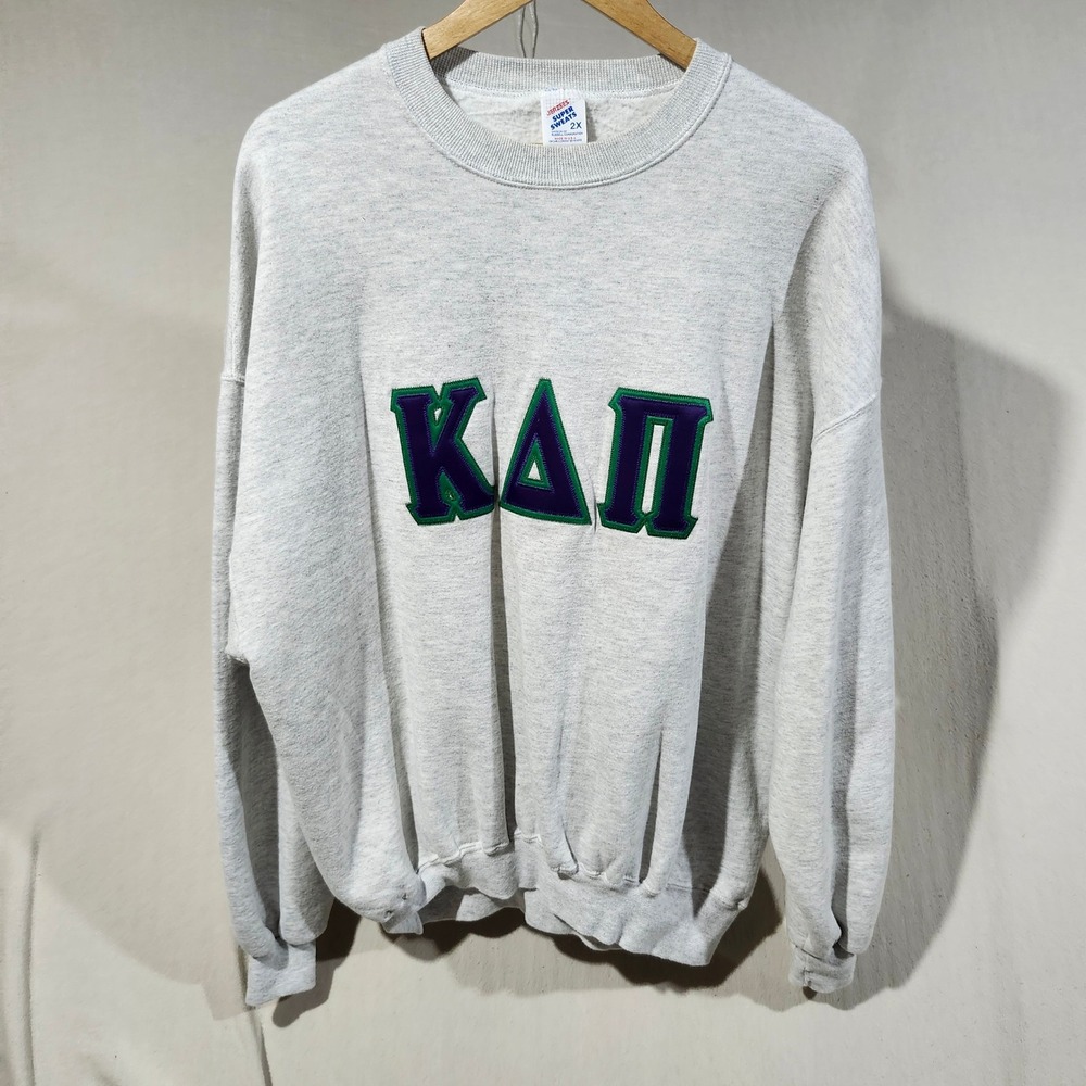 Vintage Jerzees Super Sweats Kappa Delta Pi Greek Letter Sweatshirt Gray 2X USA